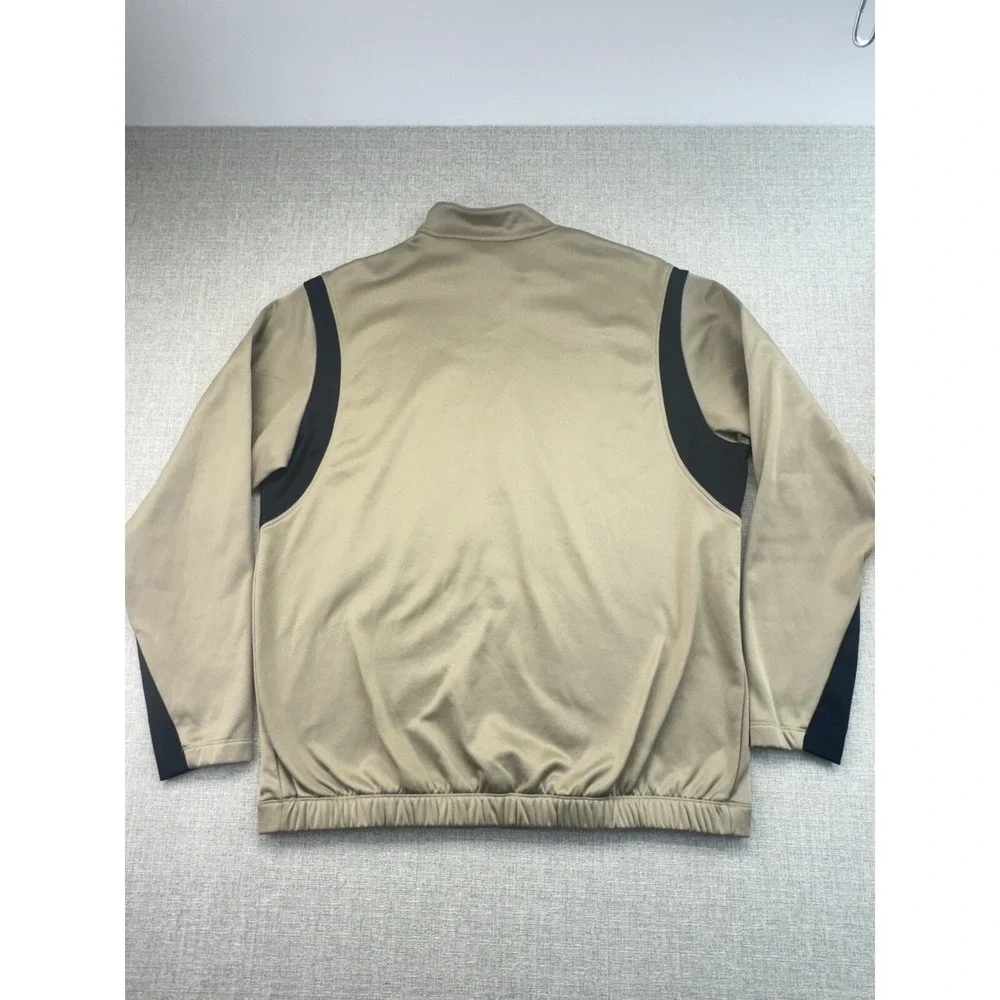 Nike Golf Sweater Mens Large Beige ThermaFit 1/4 Zip Mock Neck Fleece Lined